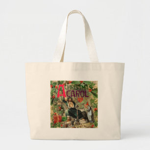 Grand Tote Bag Illustration de l'esprit de Noël présent Scrooge