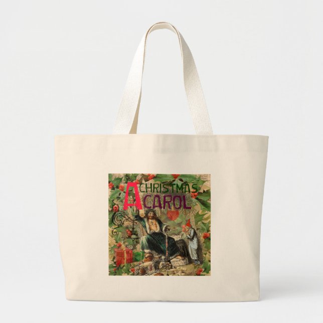 Grand Tote Bag Illustration de l'esprit de Noël présent Scrooge (Devant)