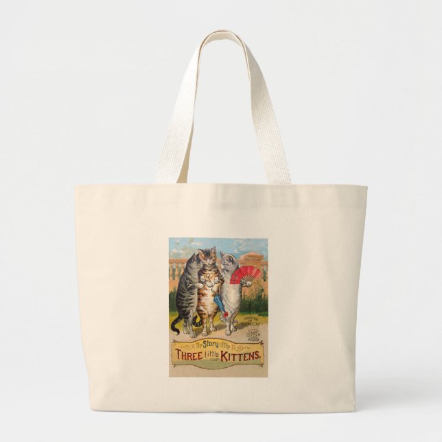 Grand Tote Bag Illustration de l'oie des trois petits chatons (Devant)
