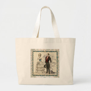 Grand Tote Bag Illustration de mariage victorien vintage 1844