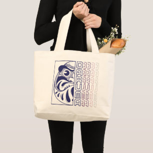 Grand Tote Bag Illustration de poupée Daruma japonaise