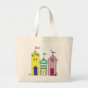 Grand Tote Bag Illustration des Beach Huts 1