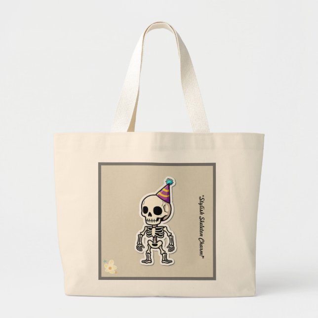 Grand Tote Bag "Illustration d'Halloween joueuse" (Devant)