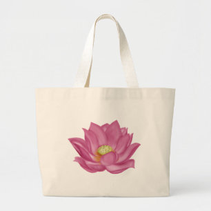 Grand Tote Bag Illustration en fleurs de lotus rose