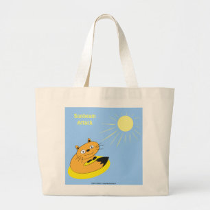 Grand Tote Bag Illustration humoristique de chat introverti confo