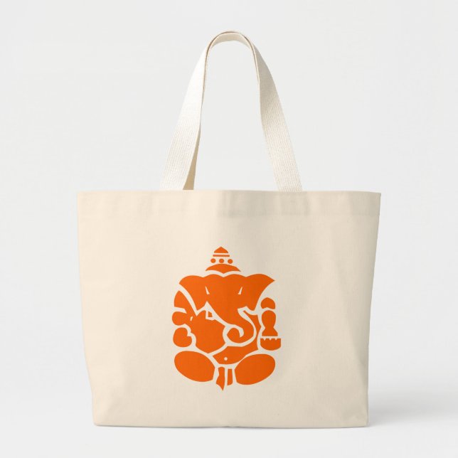 Grand Tote Bag Illustration Orange Ganesha (Devant)