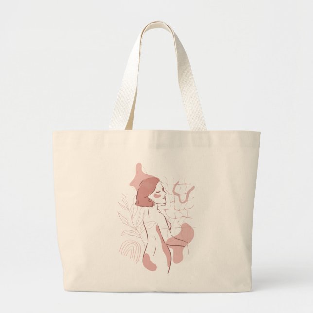 Grand Tote Bag Illustration pour femmes de Bohême Abstraite, Tons (Devant)