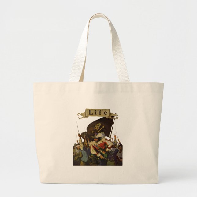 Grand Tote Bag Illustration vintage Pirate Life Wyeth (Devant)