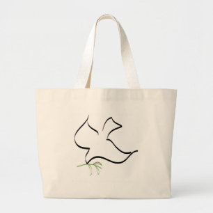 Grand Tote Bag Image de la branche de la colombe et de l'olivier
