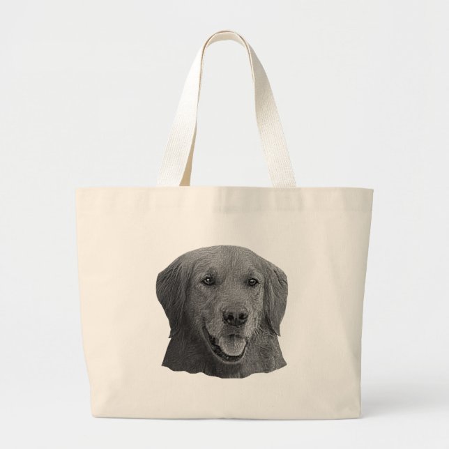 Grand Tote Bag Image stylisée de golden retriever (Devant)