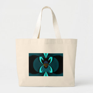 Grand Tote Bag Impression d'art abstrait cyan