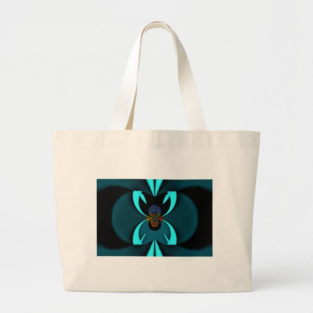 Grand Tote Bag Impression d'art abstrait cyan (Devant)