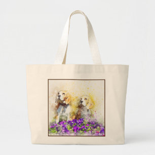 Grand Tote Bag Impression de chien Abstrait