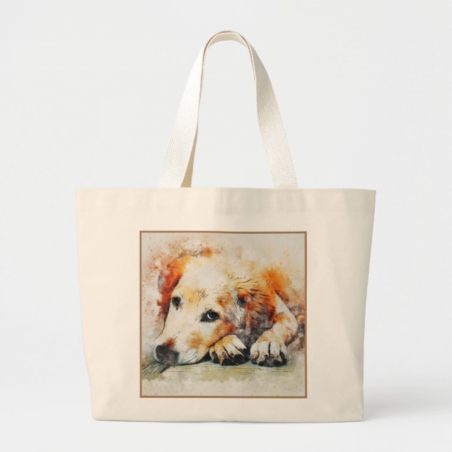 Grand Tote Bag Impression de chien Abstrait (Devant)