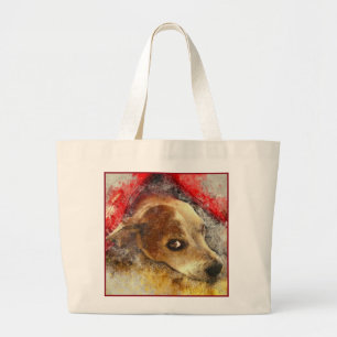 Grand Tote Bag Impression de chien Abstrait