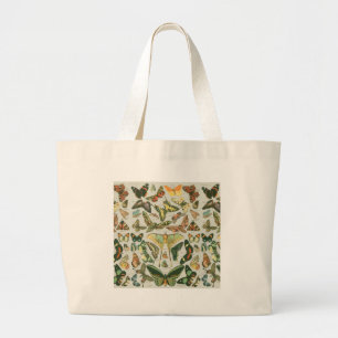 Grand Tote Bag Impression de motif de papillon de nuit vintage