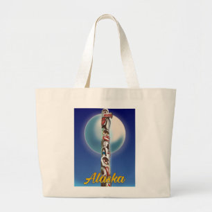 Grand Tote Bag Impression de voyage sur le totem d'Alaska