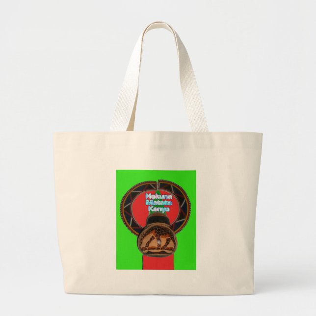 Grand Tote Bag Imprimer Hakuna Matata Kenya Art (Devant)