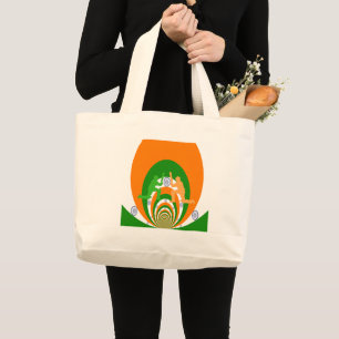Grand Tote Bag Inde Cricket Spirit Design abstrait