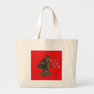 Grand Tote Bag Indonesi Shadow Puppet Hohoho Design sur toile rou
