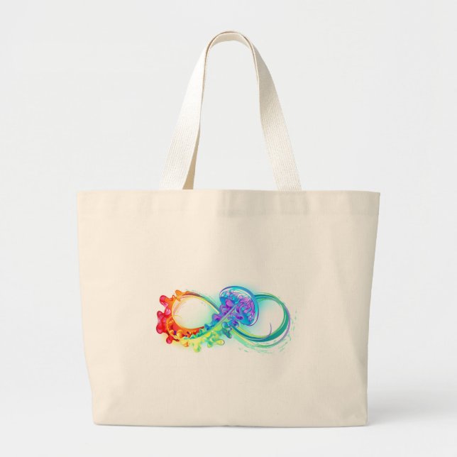 Grand Tote Bag Infinity avec Rainbow Jellyfish (Devant)