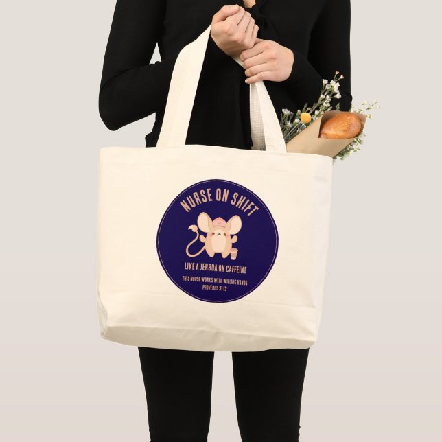 Grand Tote Bag INFIRMIER SUR LE café Jerboa SHIFT (Devant (produit))