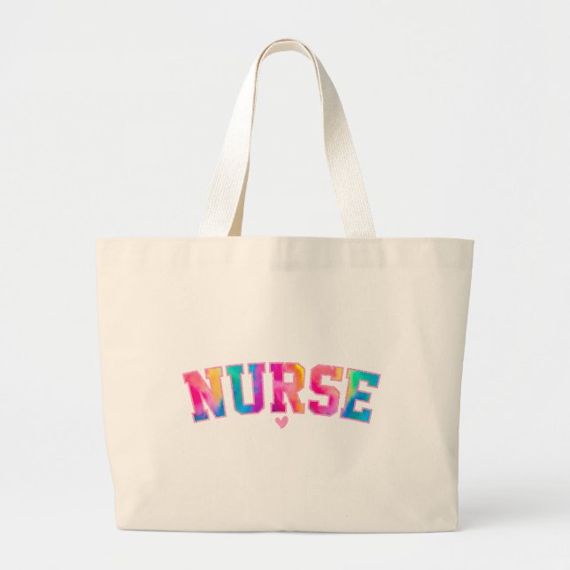 Grand Tote Bag Infirmière colorée (Devant)