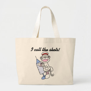 Grand Tote Bag Infirmière de singe de chaussette j'appelle les
