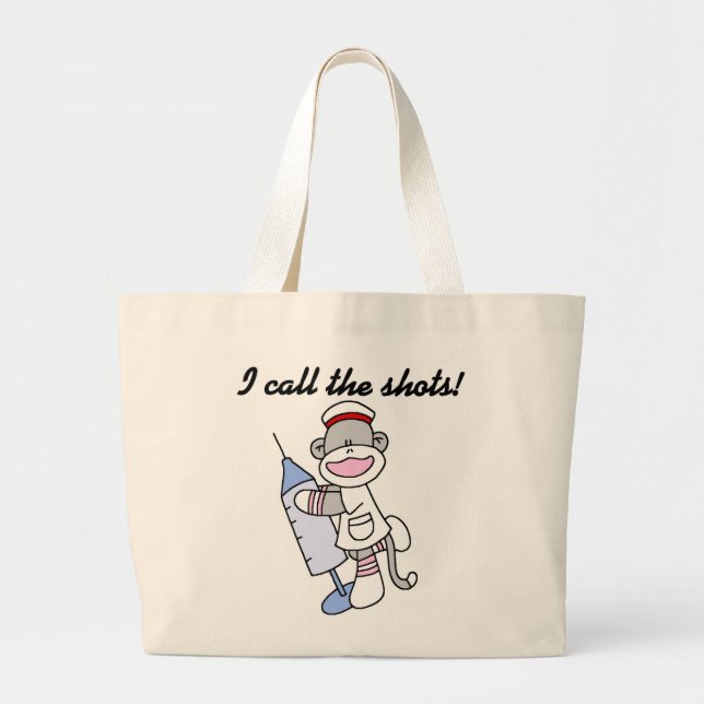 Grand Tote Bag Infirmière de singe de chaussette j'appelle les (Devant)