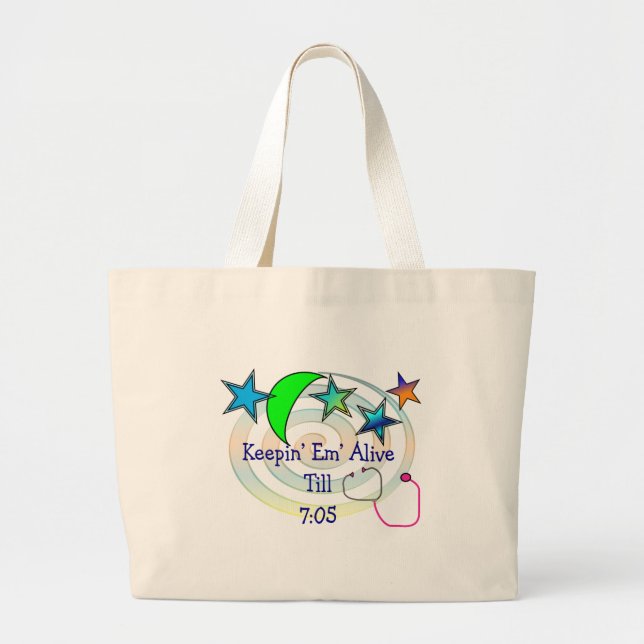 Grand Tote Bag Infirmière "Keepin de poste de nuit vivant (Devant)