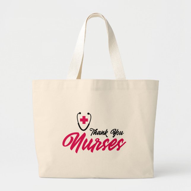 Grand Tote Bag Infirmières Mercis | Rose (Devant)