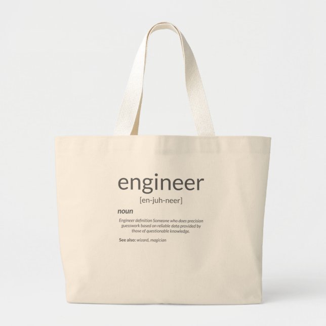 Grand Tote Bag Ingénieur-cadeau Collège Ingénieur majeur Définiti (Devant)