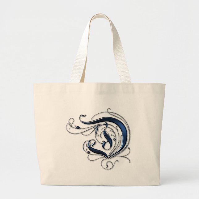 Grand Tote Bag Initiale vintage D (Devant)