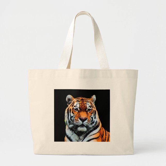 Grand Tote Bag Inspiration des yeux de tigre (Devant)