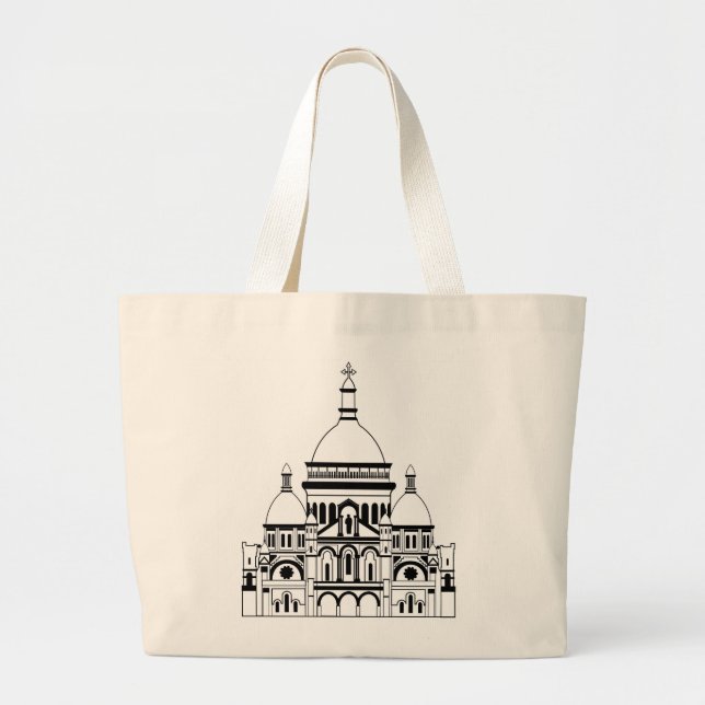 Grand Tote Bag Inspiré par le Sacré Coeur, Montmartre (Devant)