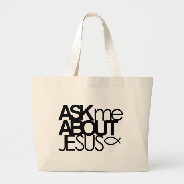 Grand Tote Bag Interrogez-moi au sujet de Jésus Fourre-tout (Devant)