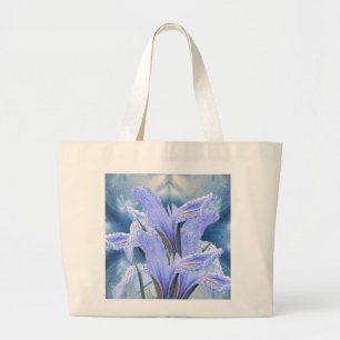 Grand Tote Bag Iris bleu de goutte de pluie