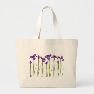 Grand Tote Bag Iris pourpres d'isolement sur un arrière - plan