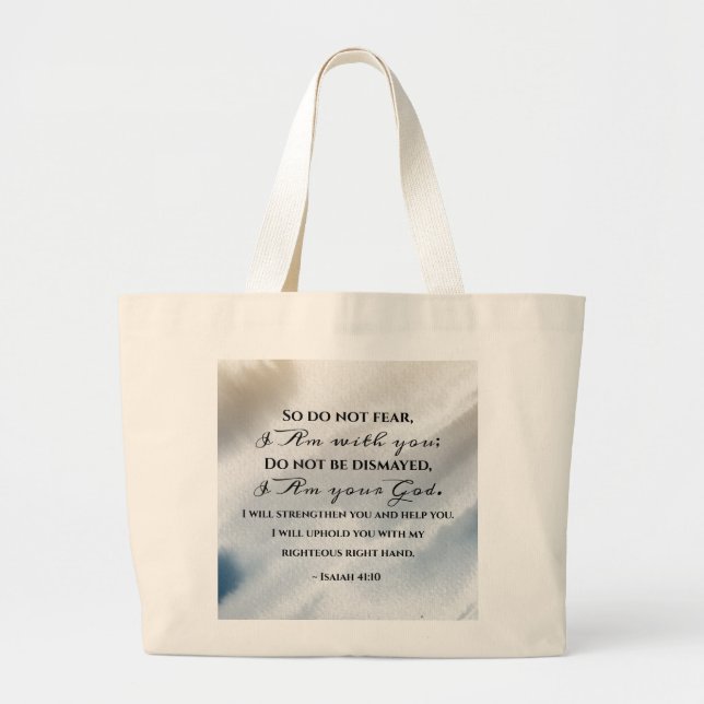Grand Tote Bag Isaïe 41:10 Ne craignez pas parce que je suis avec (Devant)