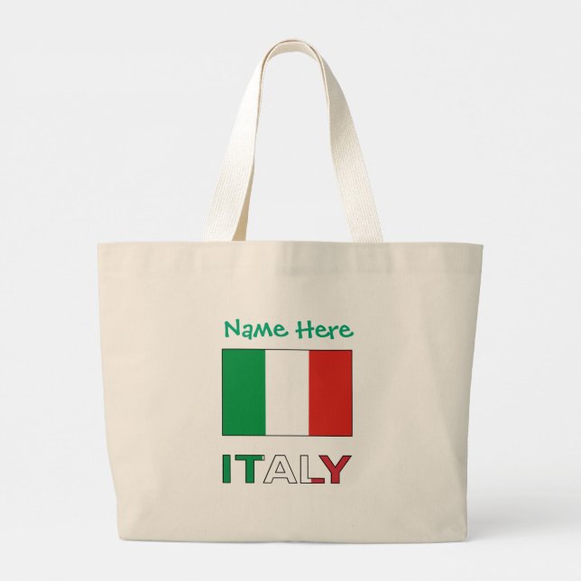 Grand Tote Bag Italie Drapeau italien Personnalisation verte (Dos)