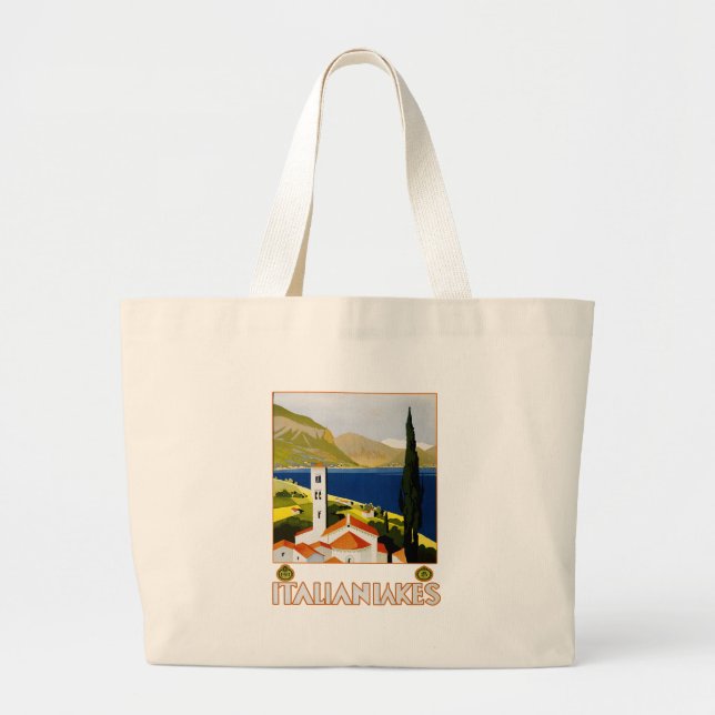 Grand Tote Bag Italie Lacs Vintage voyage Italie (Devant)