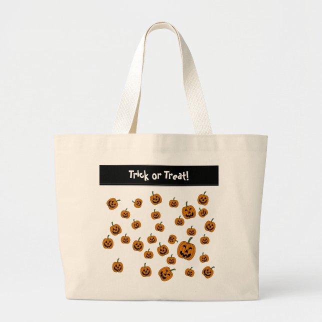 Grand Tote Bag Jack O'Lanterns arrière - plan (Devant)