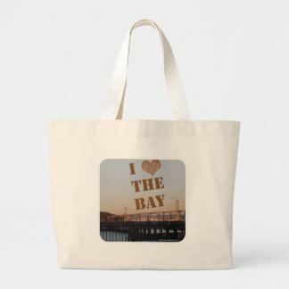 Grand Tote Bag J'adore le logo de voyage panoramique de la baie
