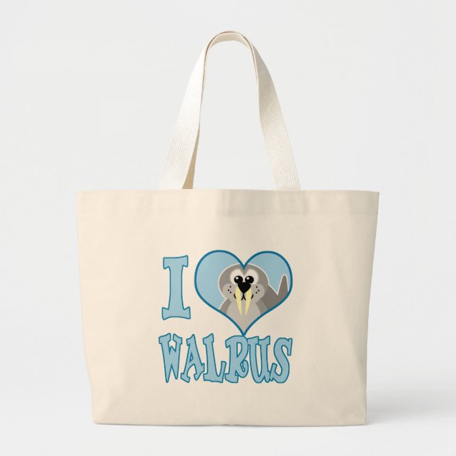 Grand Tote Bag J'adore le morse (Devant)