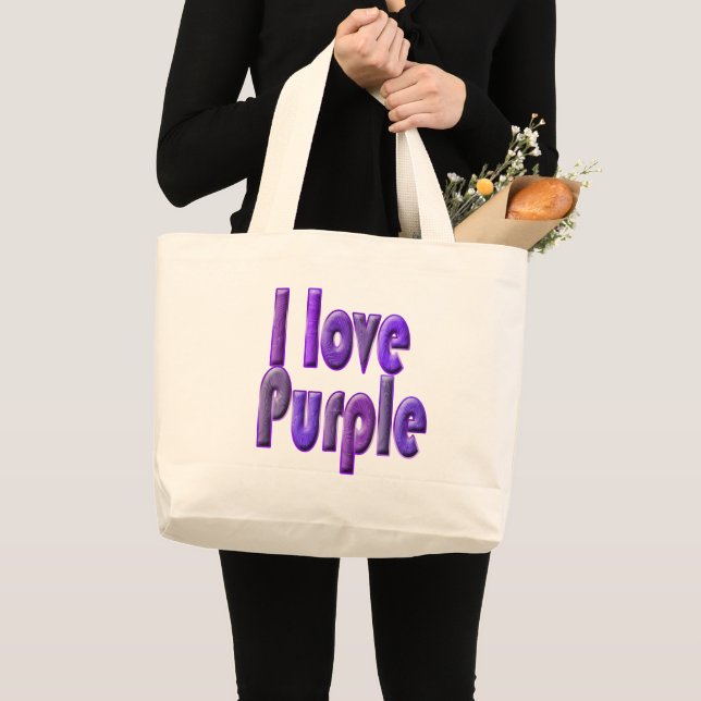 Grand Tote Bag J'adore le violet (Devant (produit))