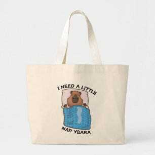 Grand Tote Bag J'Ai Besoin D'Un Petit Capybara Dormir Dormir Drôl