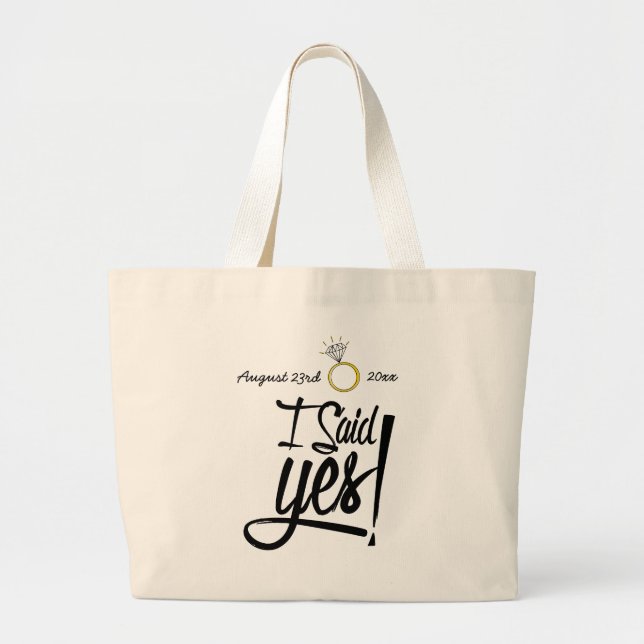 Grand Tote Bag J'ai dit oui ! Personnalisé avec la date de (Devant)