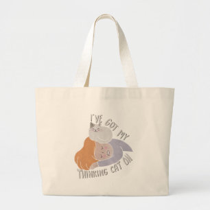 Grand Tote Bag J'ai mon chat qui pense allumé