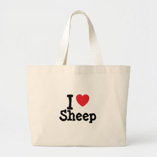 Grand Tote Bag J'aime Coeur de mouton personnalisé