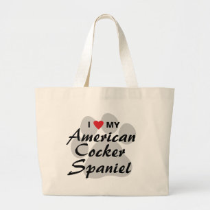 Grand Tote Bag J'aime (coeur) mon cocker américain